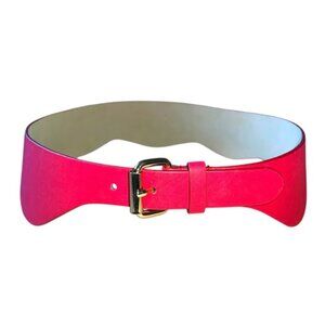 NEW BCBGMaxazria Wide WAIST Corset RED GOLD Buckle Adjustable Belt SIZE M